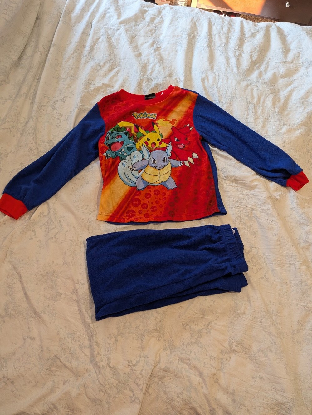 Pokemon Boys Red and Blue Long Sleeve Pajama Set Size 8